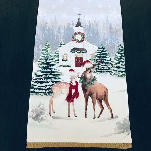 Other - Winter Christmas Deer Chapel Church Holiday Table Runner
